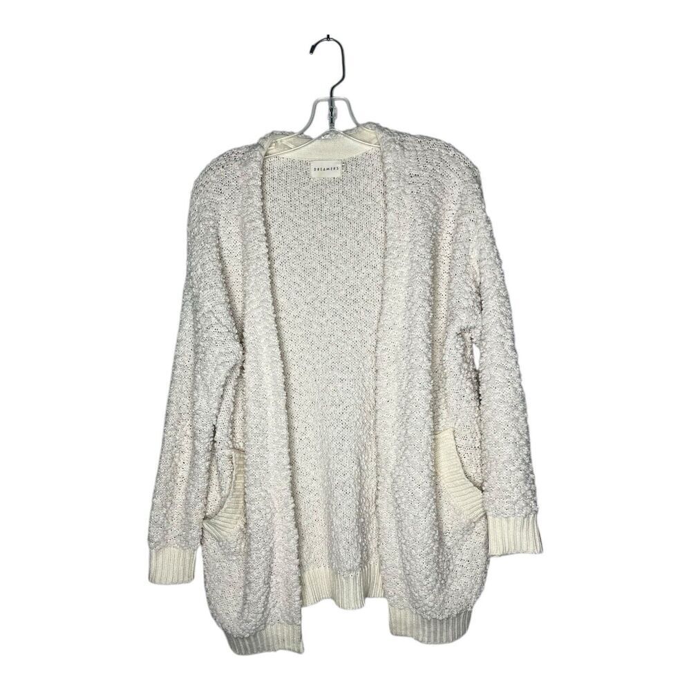 Dreamers Sweater Womens Small Open Front Cardigan Popcorn Knit Boho Cozy